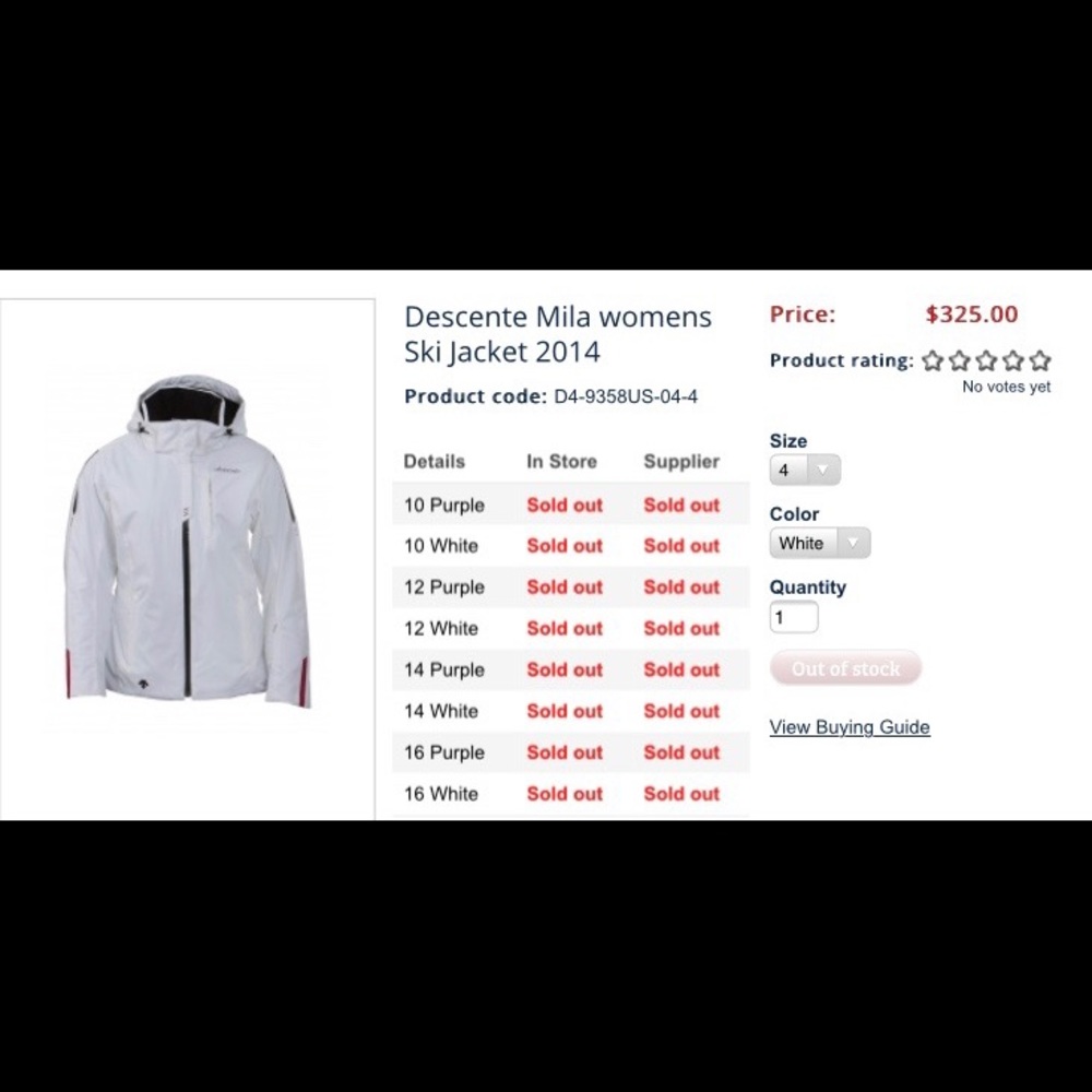 Descente white ski jacket